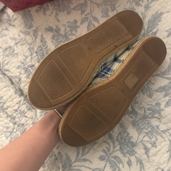 Tory Burch Blue and Cream Plaid Espadrilles - Picture 3 of 3